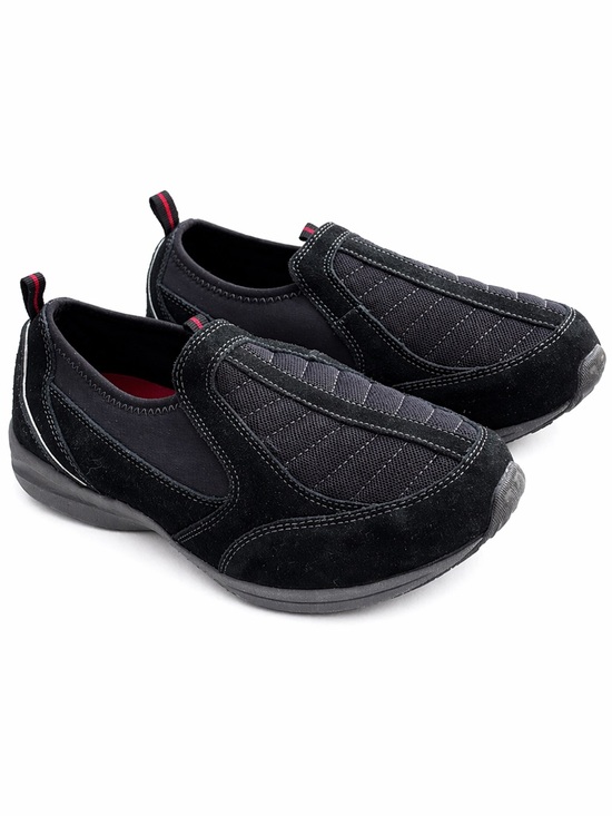 Easy Spirit Shoes - Easy Spirit Piers Slip-On Walking Shoes Women’s 9.5W Black Suede Quilted Comfort